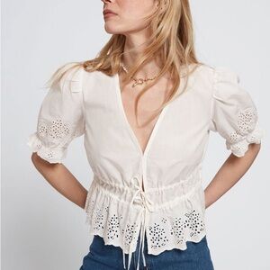& other stories Paris Atelier White Eyelet Top
